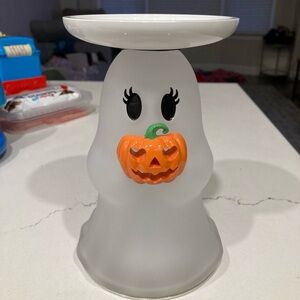 Bath & Body Works Ghost Candle Holder with Orange Pumpkin